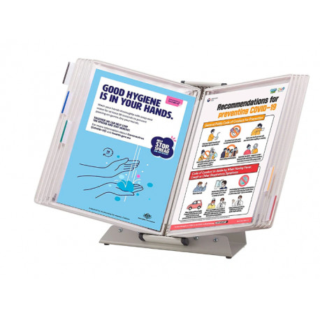 PUPITRE DE CONSULTATION TARIFOLD ANTIMICROBIEN 10 POCHES A4 BLANC