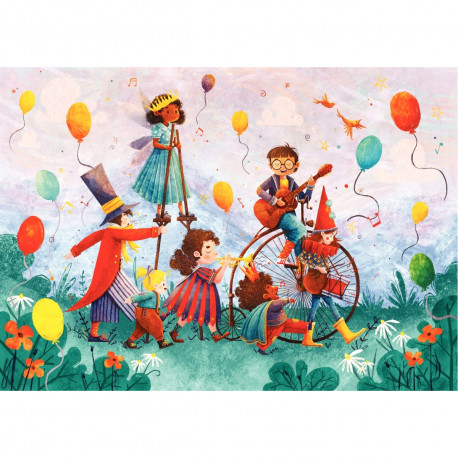 PUZZLE EN BOIS D'ENVIRON 50 PIÈCES, LES MUSICIENS