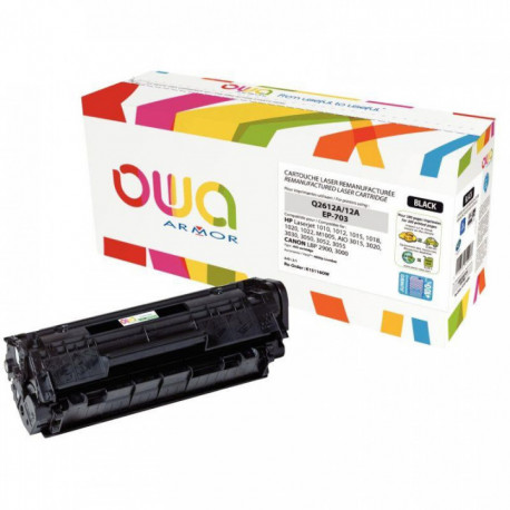 Q2612A/703 OWA ARMOR CARTOUCHE LASER NOIRE JUMBO P/ HP 12A / CAN 703 (Q2612A / CAN 703)