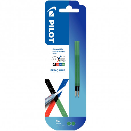 RECHARGE FRIXION BALL 4 COULEURS VERT PQT 2