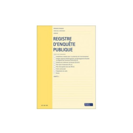 REGISTRE D'ENQUETE PUBLIQUE 32PAGES FORMAT A4 IMPRESSION BLEUE