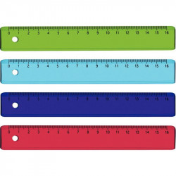 RÈGLES *PQT36*EN PLASTIQUE 16CM COLORIS ASSORTIS