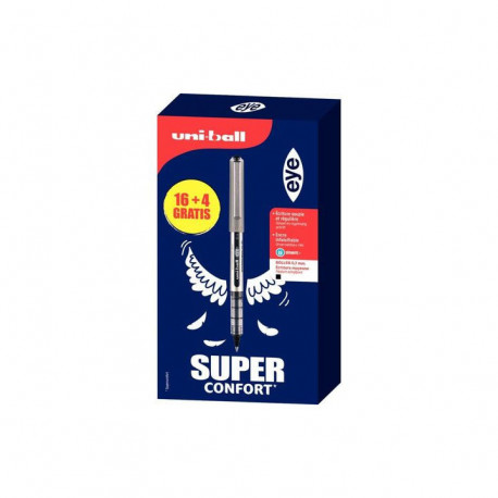 ROLLERS UNIBALL EYE *BTE DE 20* UB157 POINTE MOYENNE NOIR DONT 4 GRATUITS