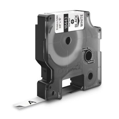 RUBAN ÉTIQUETTES RHINO VINYLE IND 19mmx5,5m NOIR/BLANC 18445 DYMO 18445