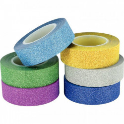 RUBANS ASHÉSIFS GLITTER *PQT6* 15MMx10M / ROULEAU L910000