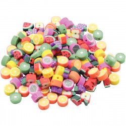 SAC DE 300 PERLES EN FORME DE FRUIT EN PÂTE DE POLYMÈRE ASSORTIS