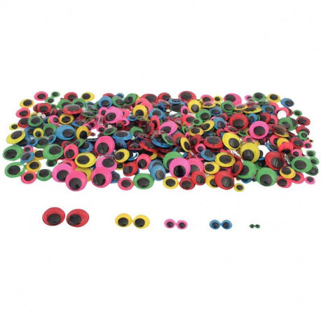 SAC DE 600 YEUX MOBILES ADHÉSIFS COLORÉS