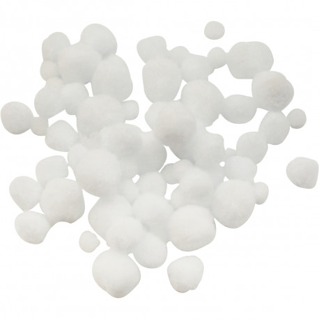 SACHET DE 150 POMPONS BLANC TAILLE ASSORTIE