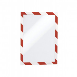 SACHET DE 2 CADRES D’AFFICHAGE A4 ADHÉSIFS DURAFRAME SECURITY - BLANC/ROUGE