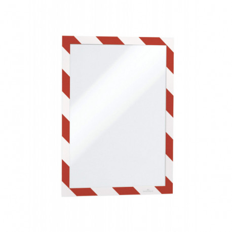 SACHET DE 2 CADRES D’AFFICHAGE A4 ADHÉSIFS DURAFRAME SECURITY - BLANC/ROUGE