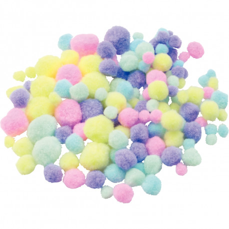 SACHET DE 300 POMPONS PASTEL ASSORTIS