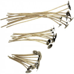 SACHET DE 30 MÈCHES ASSORTIES AVEC SUPPORT POUR BOUGIES