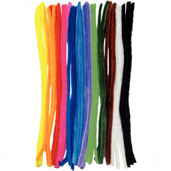 SACHET DE 36 CHENILLES DIAMÈTRE 6MM LONGUEUR 30CM. 12 COLORIS ASSORTIS