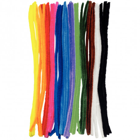 SACHET DE 36 CHENILLES DIAMÈTRE 6MM LONGUEUR 30CM. 12 COLORIS ASSORTIS