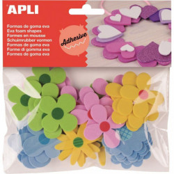 SACHET DE 40 FLEURS EN MOUSSE ADHÉSIVE COULEURS ASSORTIES