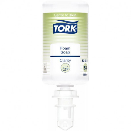 SAVON MOUSSE DOUX 99% NATUREL BIODEGRADABLE  PQT DE 6 RECHARGES DE 1L POUR DISTRIBUTEUR S4  SOIT 2500 DOSES ECOLABEL TORK 520201