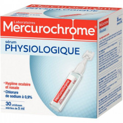 SERUM PHYSIOLOGIQUE BOITE DE 30 DOSES 5ML  MERCUROCHROME FAB France 