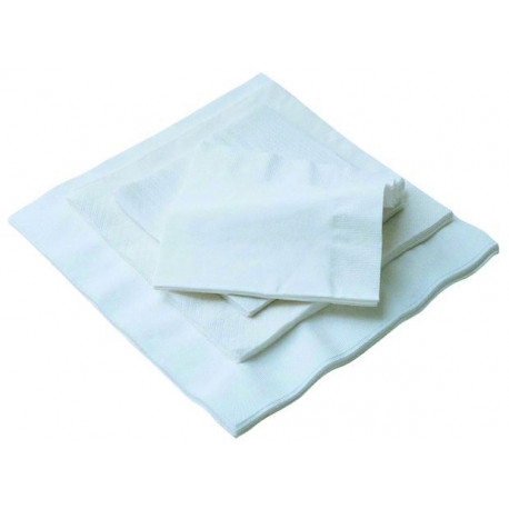 SERVIETTES ouate 2 plis 40x40cm blanche - Carton de 2400