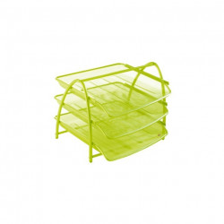 SET DE 3 CORBEILLES COULISSANTES METAL MESH VERT ALBA MESHTRAY3 V