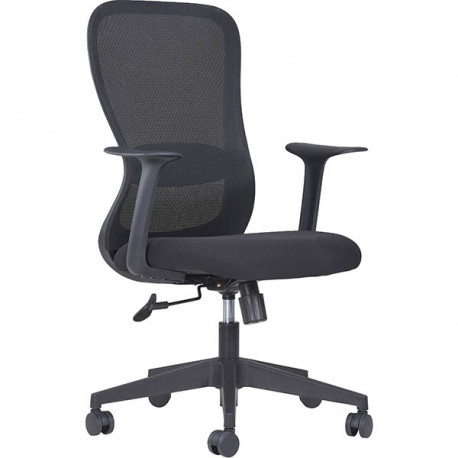 SIÈGE BASCULANT CENTRE BRENT NOIR DOSSIER RESILLE H60XL48CM ASSISE L50XP46CM SUPPORT LOMBAIRE REGLABLE - HAUTEUR ASSISE 43-53CM