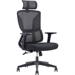 SIÈGE BASCULANT CENTRE BRENT NOIR DOSSIER RESILLE H61XL46CM ASSISE L48XP48CM SUPPORT LOMBAIRE REGLABLE - HAUTEUR ASSISE 41-51 CM