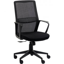 SIÈGE FAUTEUIL BASCULANT CENTRE ASTI NOIR DOSSIER RESILLE SUPPORT LOMBAIRE REGLABLE EN HAUTEUR L48XP50CM HAUTEUR ASSISE 47-57 CM