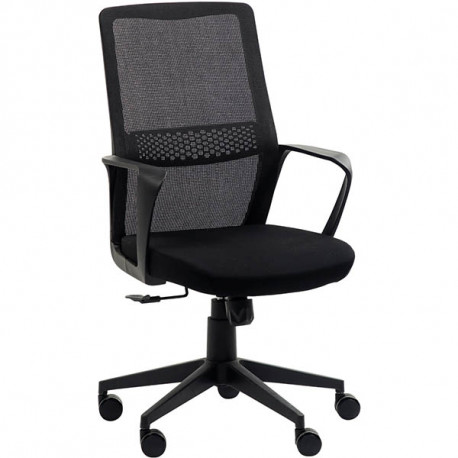 SIÈGE FAUTEUIL BASCULANT CENTRE ASTI NOIR DOSSIER RESILLE SUPPORT LOMBAIRE REGLABLE EN HAUTEUR L48XP50CM HAUTEUR ASSISE 47-57 CM