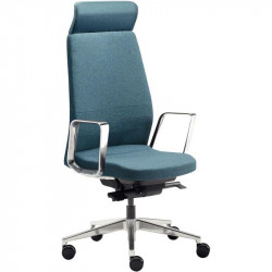 SIEGE FAUTEUIL DIRECTION EDEN TISSU BLEU HORIZON SYNCHRONE BLOCAGE 5 POSITIONS DOSSIER FIXE H 68 CM /ASSISE L 49.5XP 50 CM TRANS