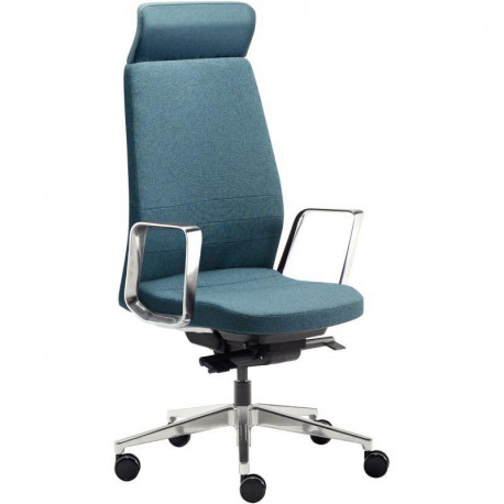 SIEGE FAUTEUIL DIRECTION EDEN TISSU BLEU HORIZON SYNCHRONE BLOCAGE 5 POSITIONS DOSSIER FIXE H 68 CM /ASSISE L 49.5XP 50 CM TRANS