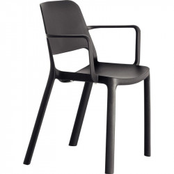 SIEGE FAUTEUIL ELEMENS  prolypropylène NOIR  110KG ASSISE 46CM H82 P51 L61,5 RECYCLABLE 90% RECYCLE AGEC 