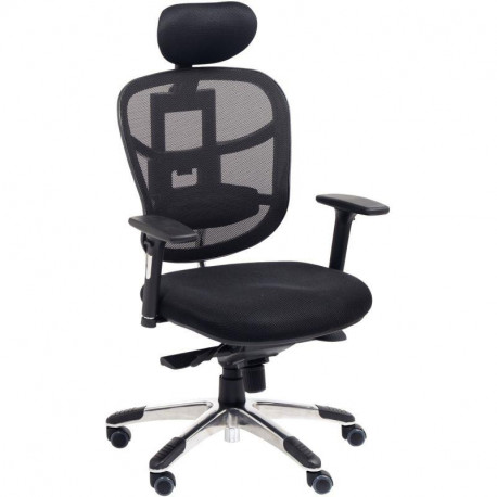 SIEGE FAUTEUIL ERGONOMIQUE BALZAC SYNCHRONE BLOCAGES 5 POSITIONS DOS RESILLE NOIR AVEC RENFORT LOMBAIRE REGLABLE /ASSISE TISSU N