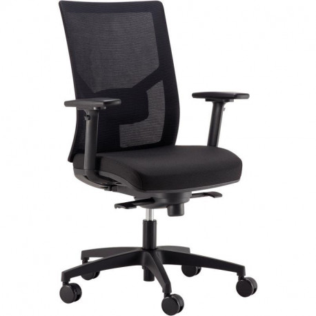 SIEGE FAUTEUIL ERGONOMIQUE ELEGANZE SYNCHRONE 4 BLOCAGES DOS NOIR/ASSISE NOIR TISSU DE L50XP45,5 CM REGLABLE HAUTEUR 46,5-59,5CM