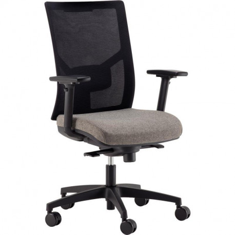 SIEGE FAUTEUIL ERGONOMIQUE ELEGANZE SYNCHRONE 4 BLOCAGES DOS NOIR/ASSISE TISSU GRIS DE L50XP45,5 CM REGLABLE HAUTEUR 46,5-59,5CM