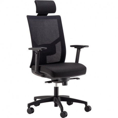 SIEGE FAUTEUIL ERGONOMIQUE ELEGANZE SYNCHRONE 4 BLOCAGES DOS NOIR/ASSISE TISSU NOIR L50XP45,5CM REGLABLE HAUTEUR DE 46,5-59,5CM
