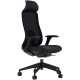 SIEGE FAUTEUIL ERGONOMIQUE MAX SYNCHRONE BLOCAGES 4 POSITIONS DOS RESILLE NOIR AVEC RENFORT LOMBAIRE REGLABLE /ASSISE TISSU NOIR