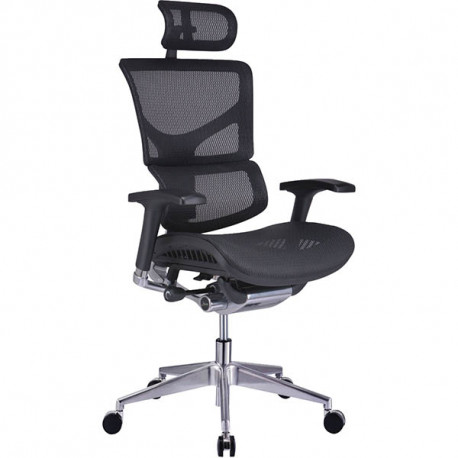 SIEGE FAUTEUIL ERGONOMIQUE MEMPHIS TRANSLATION ASSISE ACCOUDOIRS 4D TETIERE 2D DOS/ASSISE RESILLE NOIR SOUTIEN LOMBAIRE