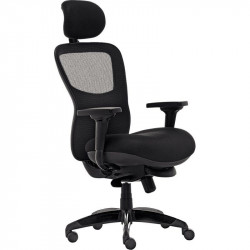 SIEGE FAUTEUIL ERGONOMIQUE NARDO 24H SYNCHRONE BLOCAGES 4 POSITIONS DOSSIER H68CM RESILLE AVEC RENFORT LOMBAIRE REGLABLE NOIR/AS