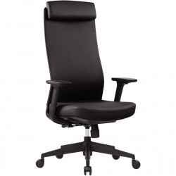 SIEGE FAUTEUIL ERGONOMIQUE OSLO 55X CUIR NOIR SYNCHRONE BLOCAGE 3 POSITIONS DOSSIER REGLABLE EN HAUTEUR H73 CM /ASSISE L 49 X P4
