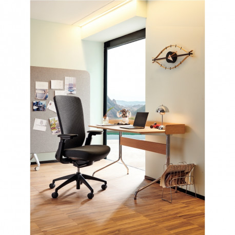 SIEGE FAUTEUIL ERGONOMIQUE RAMSES II SYNCHRONE BLOCAGES 4 POSITIONS DOS TISSU 64CM NOIR AVEC RENFORT LOMBAIRE /ASSISE TISSU SUR 