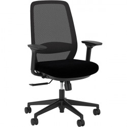 SIEGE FAUTEUIL ERGONOMIQUE SEATTLE SYNCHRONE DOSSIER RESILLE H60 REGLABLE EN NOIR /ASSISE TISSU NOIR DE L50X P46 A 51 CM AVEC TR
