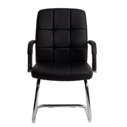 SIEGE VISITEUR FAUTEUIL SIMILI CUIR BLANC PIEDS