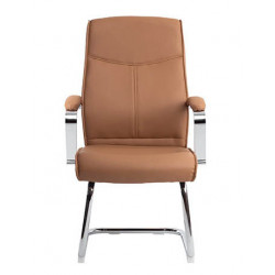 SIEGE VISITEUR FAUTEUIL SIMILI CUIR CREME PIEDS