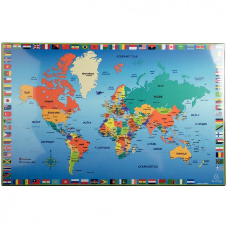 SOUS MAINS 57,5x37,5cm CARTE DU MONDE