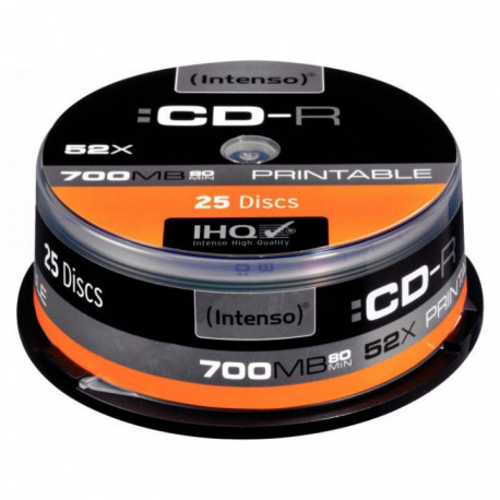 SPINDLE DE 25 CD-R IMPRIMABLES INTENSO 700 MO 52X