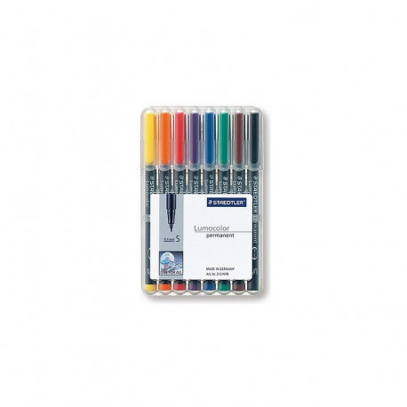 STAEDTLER BOX 8 FEUTRES LUMOCOLOR PERMANENT SUPERFIN ASSORTIS STAEDTLE 313 WP8