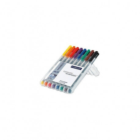 STAEDTLER BOX 8 FEUTRES LUMOCOLOR SOLUBLES MOY ASSORTIS STAEDTLE 315 WP8