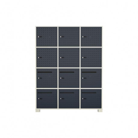 STRUCTURE RANGEMENT 12 CASES FAB FR P43,2XL120XH149,1CM  MELAMINE BLANC GAR 5ANS