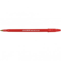 STYLO BILLE LOVEGREEN ROUGE POINTE MOYENNE 1MM   86% RECYCLE