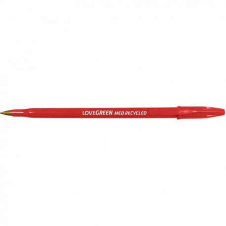 STYLO BILLE LOVEGREEN ROUGE POINTE MOYENNE 1MM   86% RECYCLE