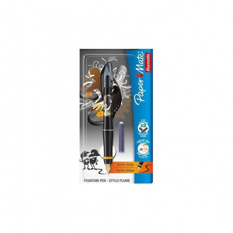 STYLO PLUME MONOBLOC VERT OU NOIR +CARTOUCHE